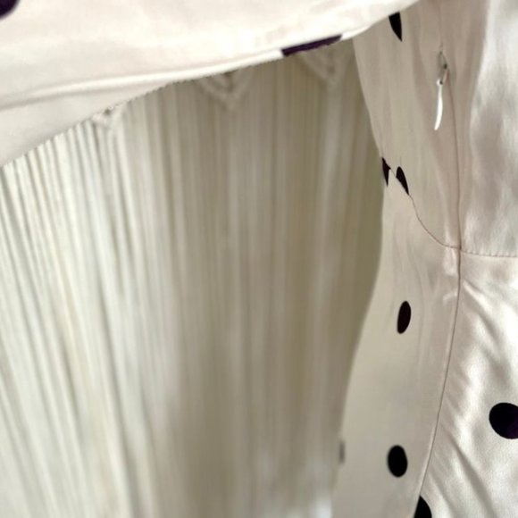 Size 8 SHONA JOY Cream with Black spot polka dot 3/4 sleeve short dress - Picture 9 of 12